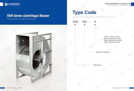 TEM TEM Series Belt driven centrifugal blower — catalogue cover