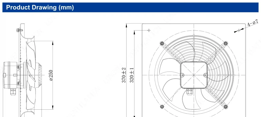 LWAA4E250B-7MKB-19 Dimensional drawing