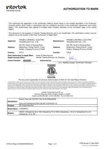 Cross flow fan DC ETL certificate — LONGWELL certificate