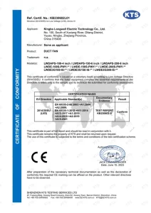 Duct fan CE-LVD certificate — LONGWELL certificate