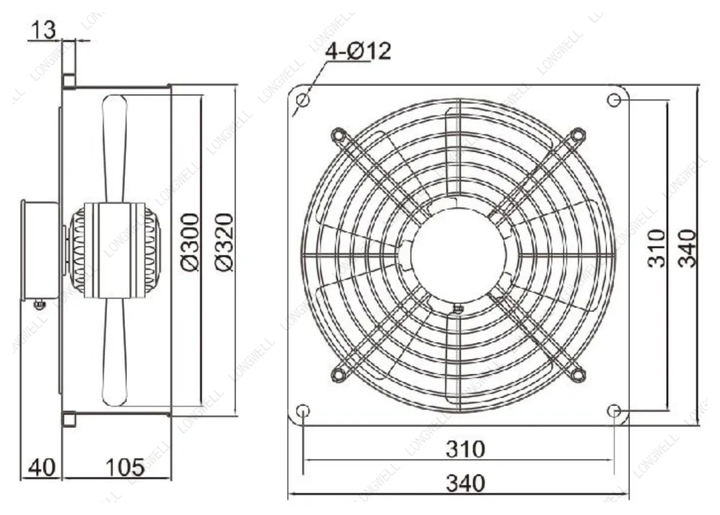 LWAA4E300S-5MKB-14 Dimensional drawing