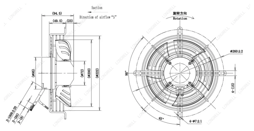 LWAE3G200SS-5PEW-03 Dimensional drawing