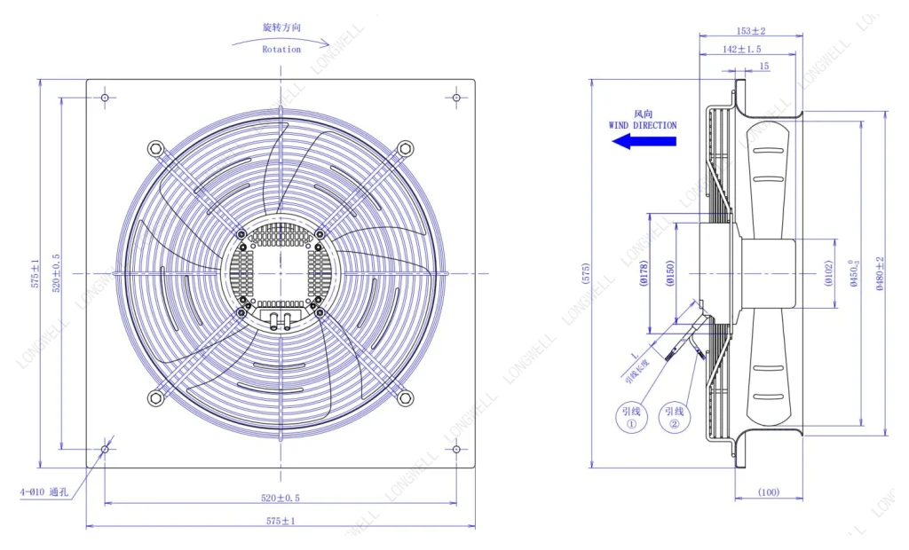LWAE3G450SS-5MGW-05 Dimensional drawing