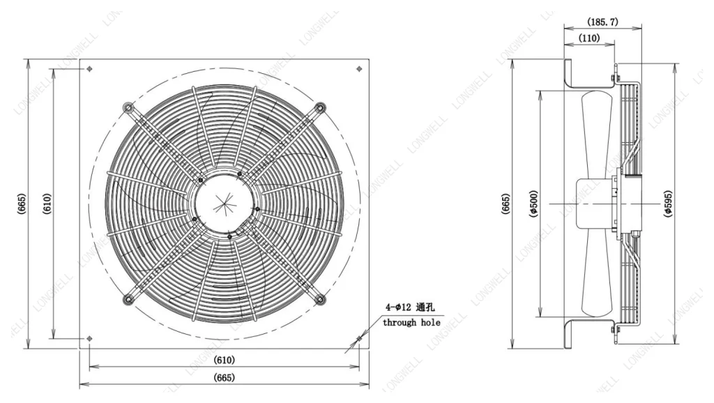 LWAE3G500TS-5MKW-05 Dimensional drawing