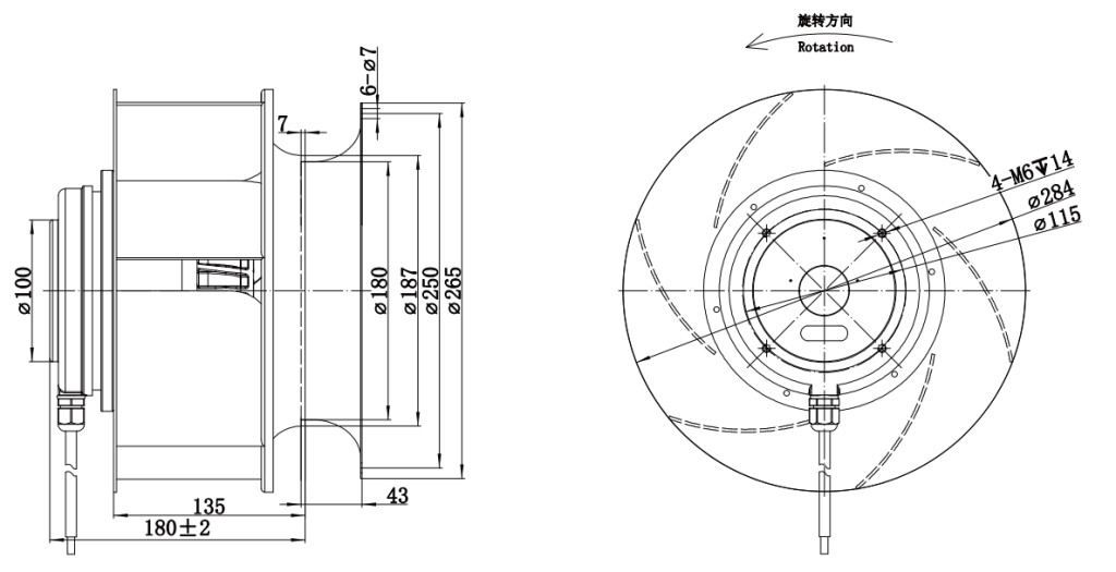 LWBA2D280-138NT-10 Dimensional drawing