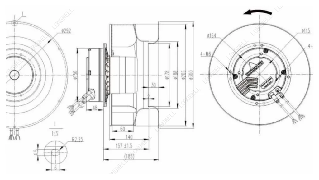 LWBE3G280-102NS-19 Dimensional drawing