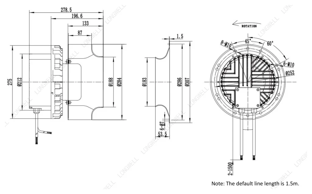 LWBE3G280-138NT-18 Dimensional drawing