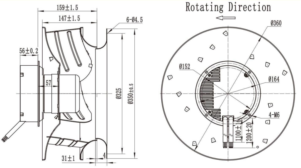 LWBE3G355-102NS-15 Dimensional drawing