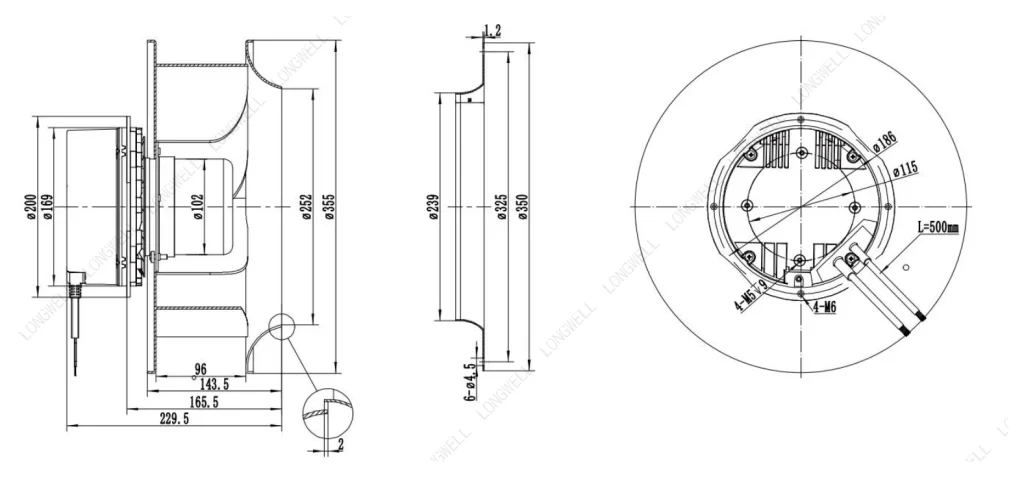 LWBE3G355-102NS-24 Dimensional drawing