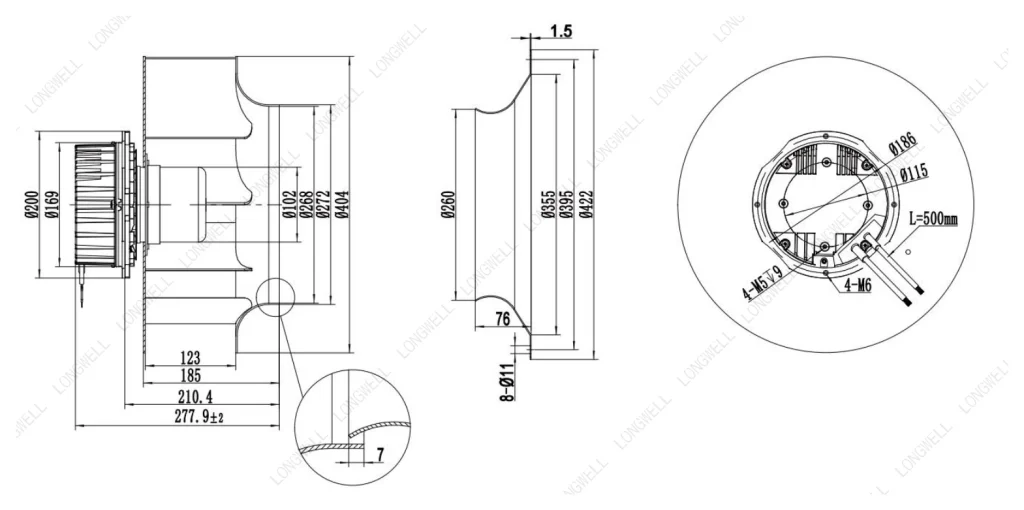 LWBE3G400-102NS-11 Dimensional drawing
