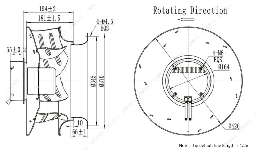 LWBE3G400-102NS-14 Dimensional drawing