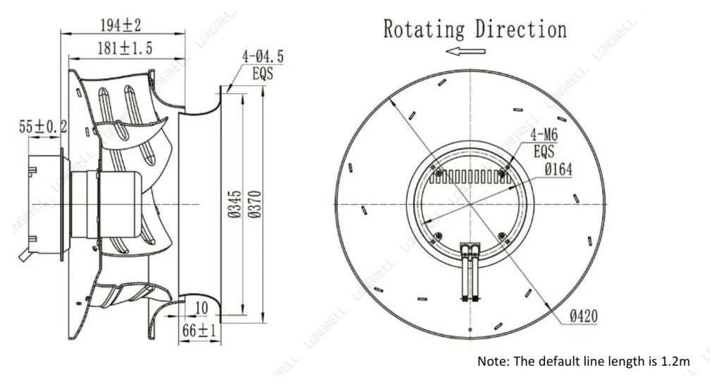 LWBE3G400-102NS-15 Dimensional drawing