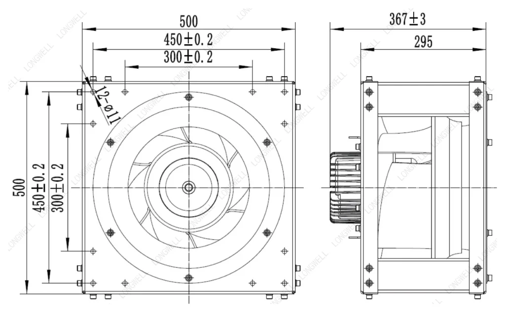 LWBE3G450-138PT-04 Dimensional drawing