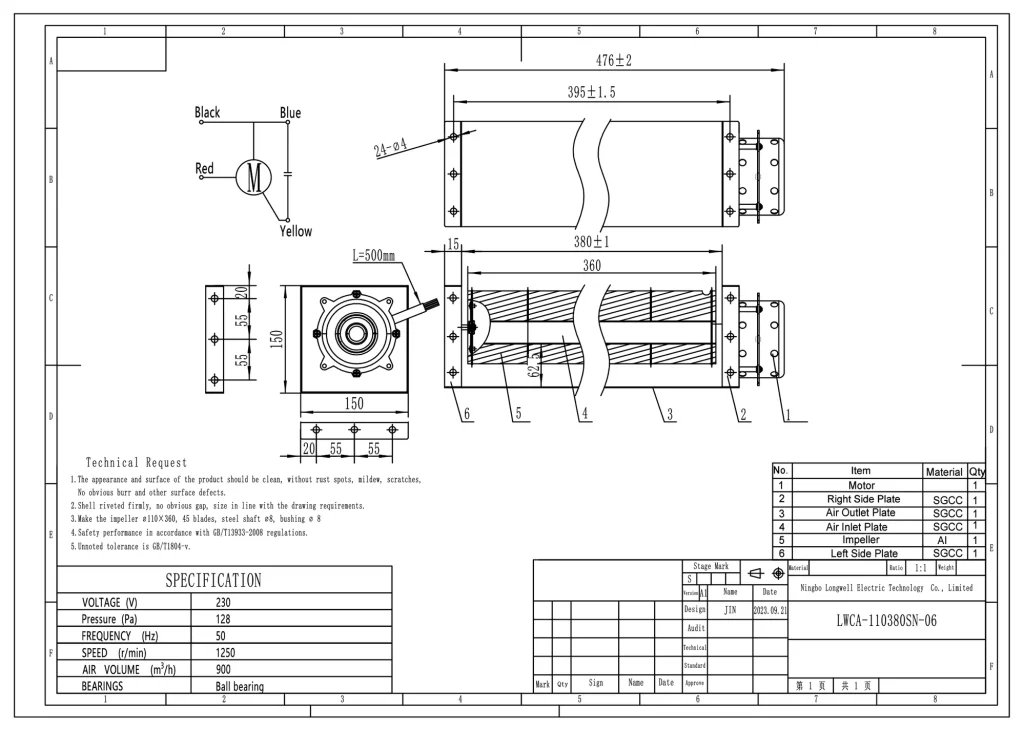 LWCA-110380SN-06 Dimensional drawing