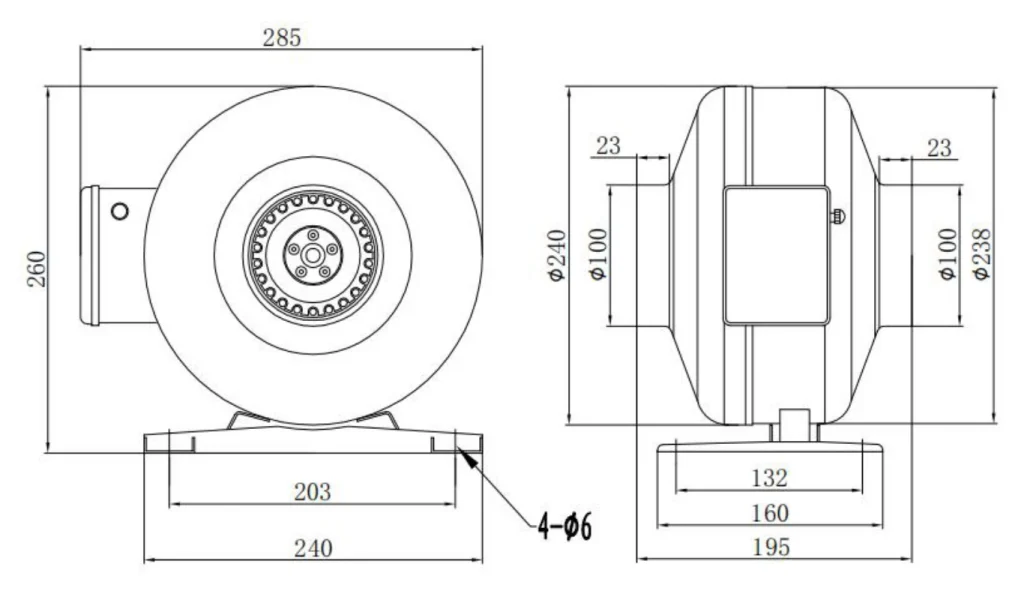 LWDA-100S-MBN-14 Dimensional drawing