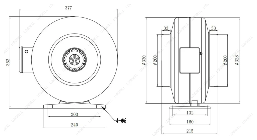 LWDA-200S-MBN-13 Dimensional drawing