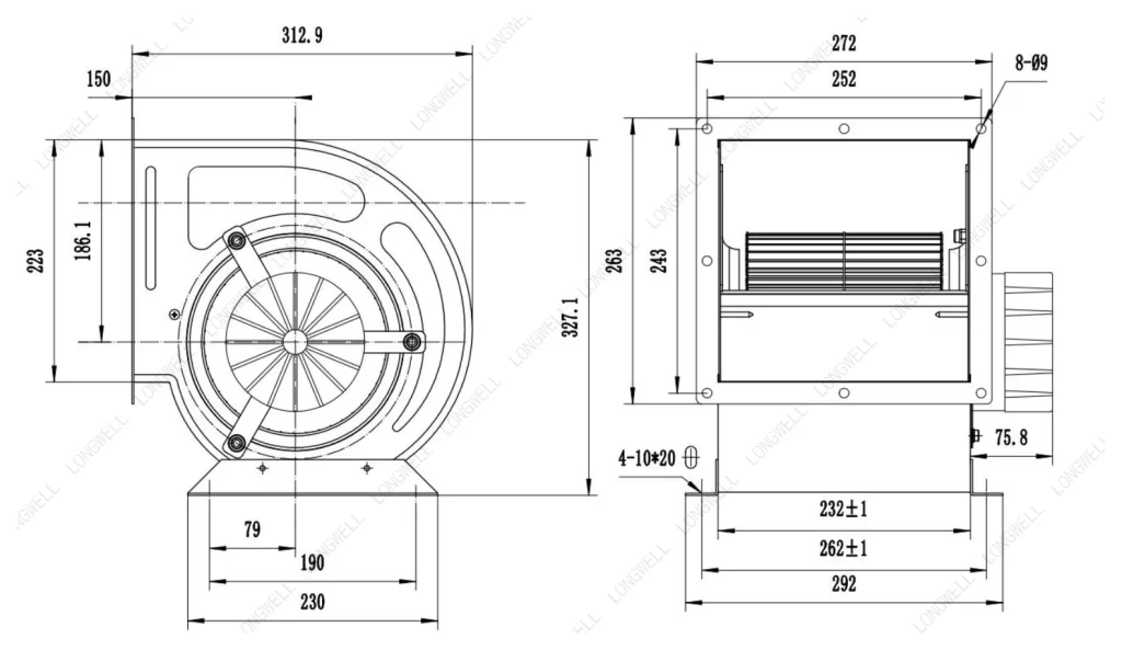 LWDD7-7-EC Dimensional drawing