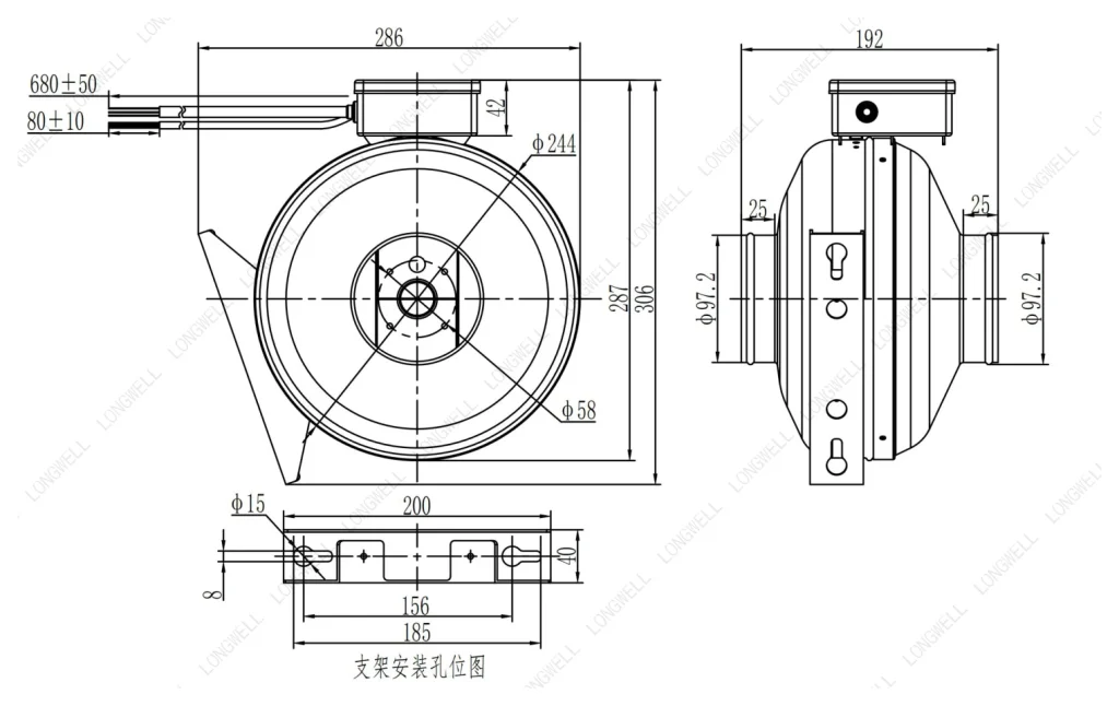 LWDE-100S-MBN-10 Dimensional drawing