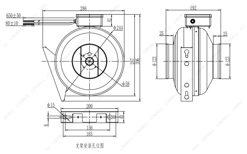 LWDE-125S-MBN-06 Dimensional drawing
