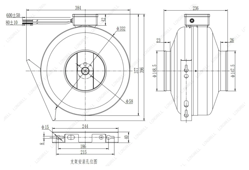 LWDE-150S-MBN-11 Dimensional drawing