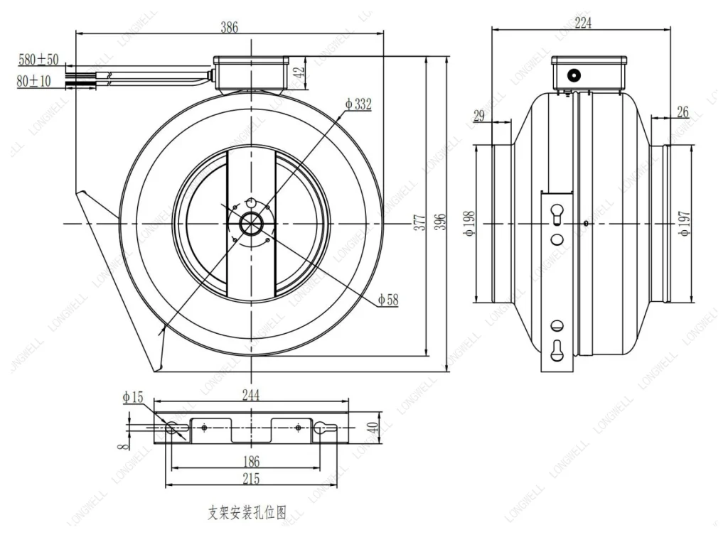 LWDE-200S-MBN-09 Dimensional drawing