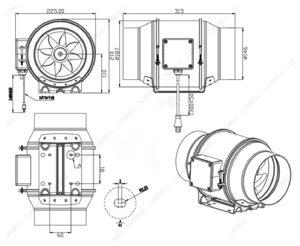LWDE3G150-IS-01 Dimensional drawing