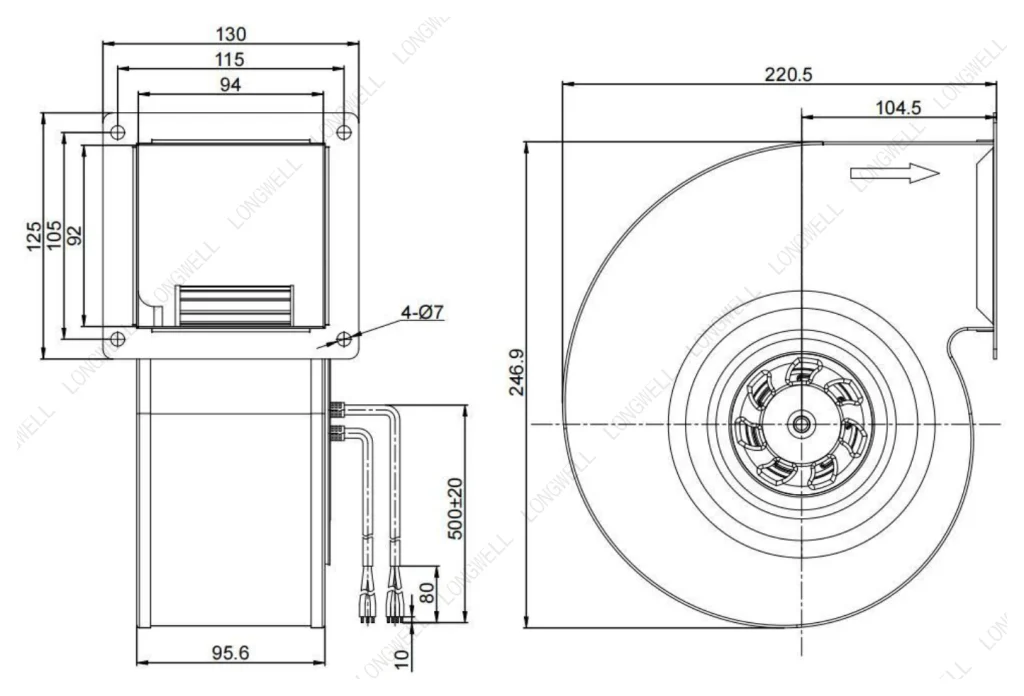 LWFE3G160-072SS-06 Dimensional drawing