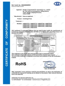 Centrifugal fan RoHS test report — LONGWELL certificate