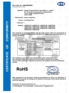 Centrifugal fan RoHS test report — LONGWELL certificate