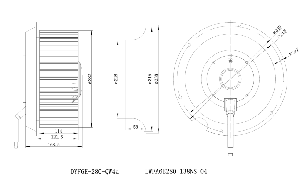LWFA6E280-138NS-04 Dimensional drawing