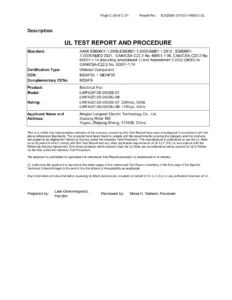 LWFA2E120-092SS-07 / -SU-08 — UL safety evaluation to AAMI ES60601-1 / CAN/CSA-C22.2 No. 60601-1 (UL file E552586, 2026-02-12) — LONGWELL certificate