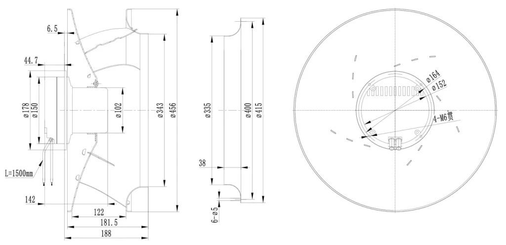 LWBE3G450-102NS-21 Dimensional drawing