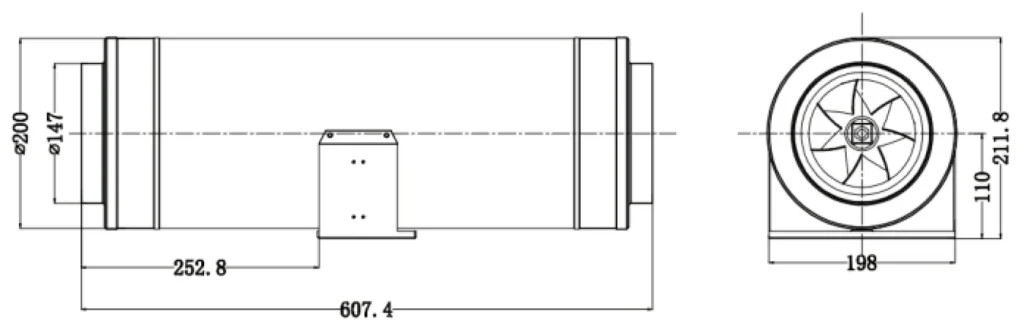LWDA-150 (6")S-MWN-04 Dimensional drawing
