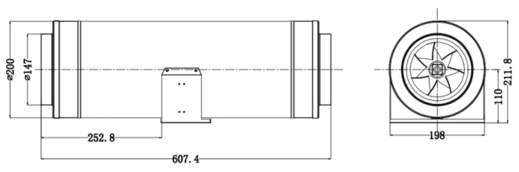 LWDA-150 (6")U-MWN-03 Dimensional drawing