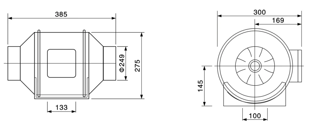LWDA-250(8'')S-PWN-05 Dimensional drawing
