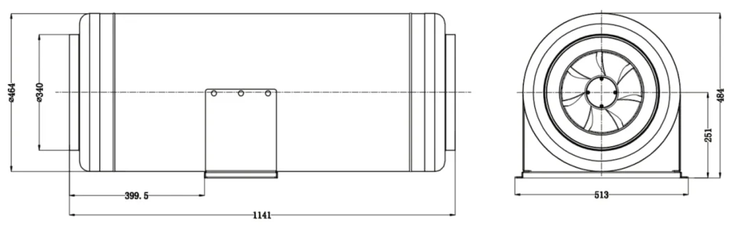 LWDA-355 (14")U-MWN-03 Dimensional drawing