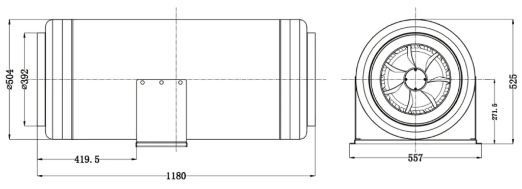 LWDA-400 (16")S-MWN-04 Dimensional drawing