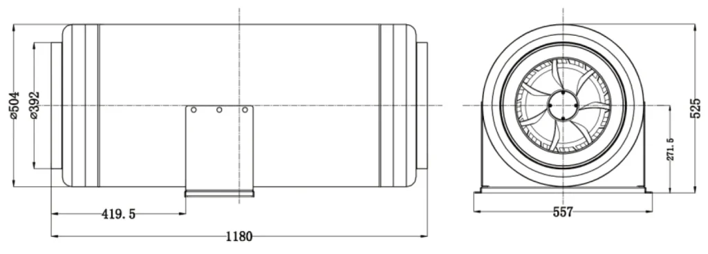 LWDA-400 (16")U-MWN-03 Dimensional drawing