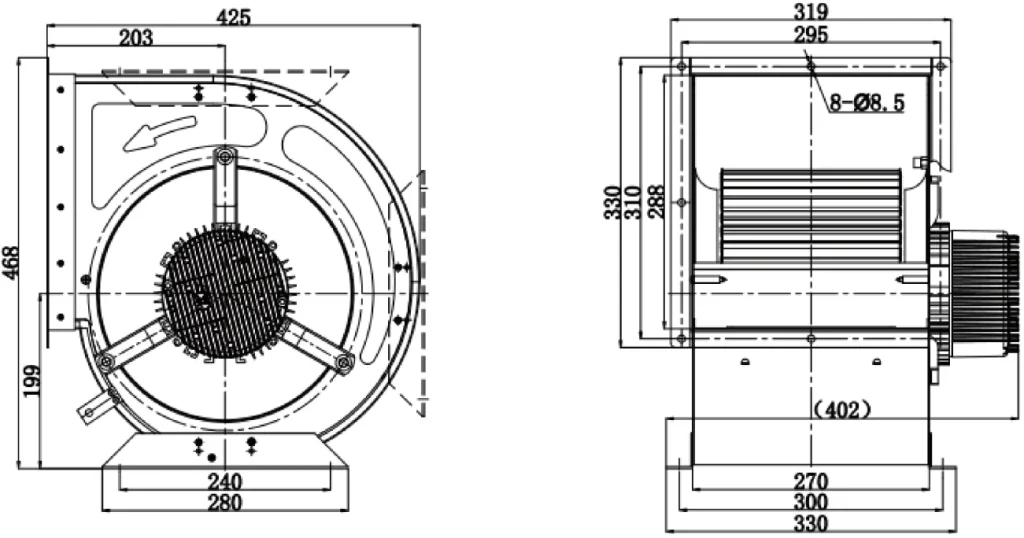 LWDD10-8-EC Dimensional drawing
