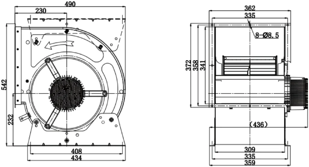 LWDD12-9-EC Dimensional drawing