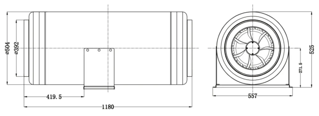 LWDE-400 (16")U-MWN-03 Dimensional drawing